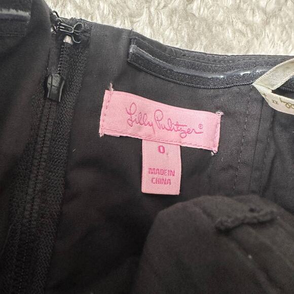 Lilly Pulitzer Little Black Dress LBD Evelyn Sheath Strapless Brocade 0 XS - Picture 9 of 11